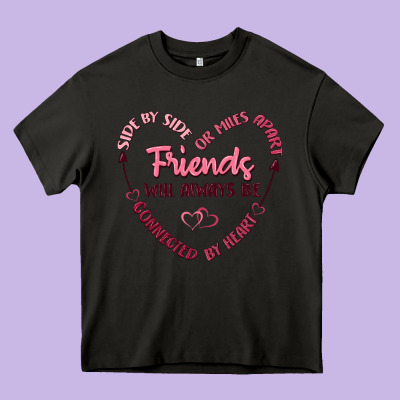 Side By Or Miles Apart Friends Will Always Be Conn Heavy Core Tee Designed By Maliassmallbusiness