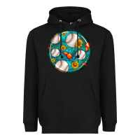 Black baseball with sunflower round earrings Heavyweight Hoodie - BundleAndBundleShop