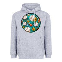 Heather Grey baseball with sunflower round earrings Heavyweight Hoodie - BundleAndBundleShop