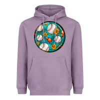 Lavender baseball with sunflower round earrings Heavyweight Hoodie - BundleAndBundleShop