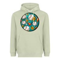 Matcha baseball with sunflower round earrings Heavyweight Hoodie - BundleAndBundleShop