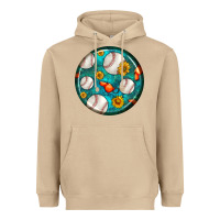 Mushroom baseball with sunflower round earrings Heavyweight Hoodie - BundleAndBundleShop