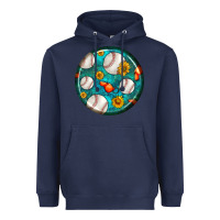 Navy baseball with sunflower round earrings Heavyweight Hoodie - BundleAndBundleShop