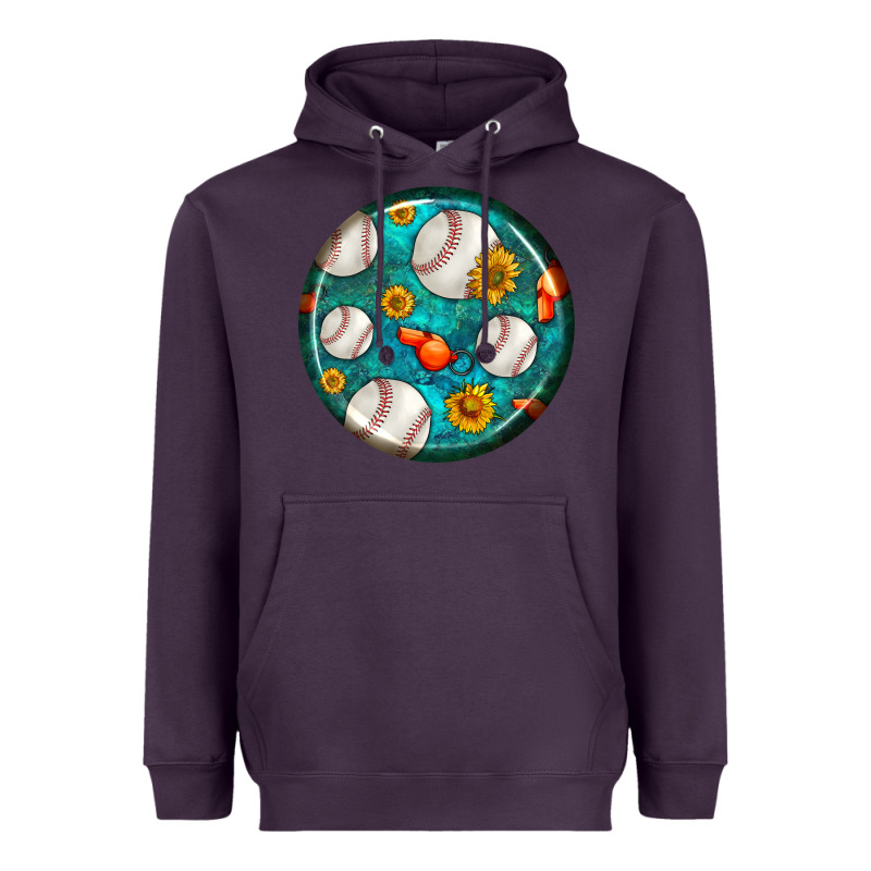 Baseball With Sunflower Round Earrings Heavyweight Hoodie by BundleAndBundleShop | Teevron