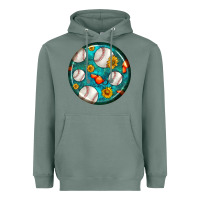Sage baseball with sunflower round earrings Heavyweight Hoodie - BundleAndBundleShop