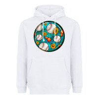 White baseball with sunflower round earrings Heavyweight Hoodie - BundleAndBundleShop