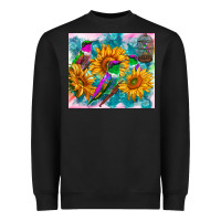 Black hummingbirds sunflower Heavyweight Sweatshirt - TumblerDesignByShophia