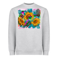 Heather Grey hummingbirds sunflower Heavyweight Sweatshirt - TumblerDesignByShophia