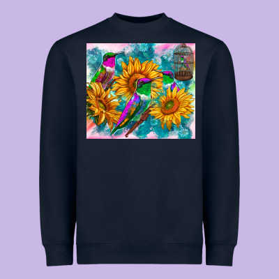 Hummingbirds Sunflower Heavyweight Sweatshirt Designed By Tumblerdesignbyshophia