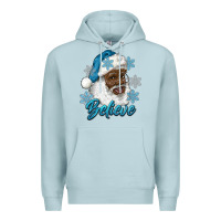 Blue Mist winter christmas african american santa believe Premium Hoodie - RanaPortraitStore