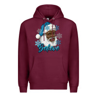 Burgundy winter christmas african american santa believe Premium Hoodie - RanaPortraitStore