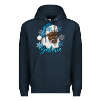 Navy winter christmas african american santa believe Premium Hoodie - RanaPortraitStore