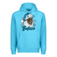 Ocean Blue winter christmas african american santa believe Premium Hoodie - RanaPortraitStore