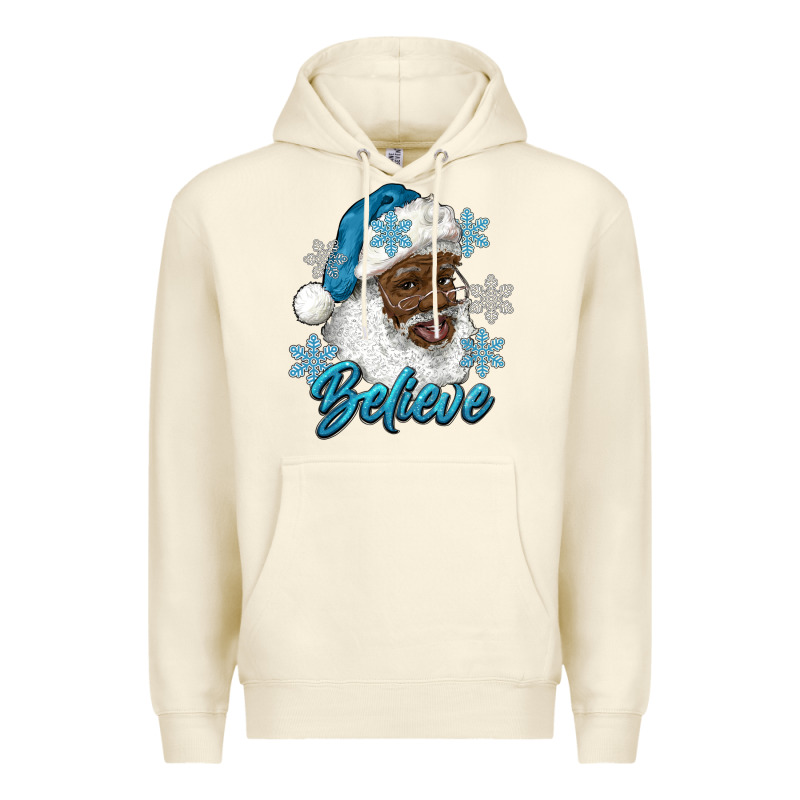 Winter Christmas African American Santa Believe Premium Hoodie by RanaPortraitStore | Teevron