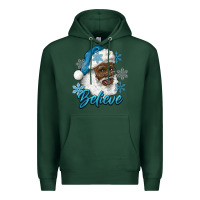 Sports Green winter christmas african american santa believe Premium Hoodie - RanaPortraitStore