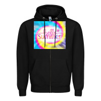 Black Hello Summer Tie Dye Tumbler Zipper Hoodie - CowCowDesign
