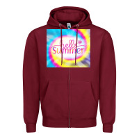 Burgundy Hello Summer Tie Dye Tumbler Zipper Hoodie - CowCowDesign
