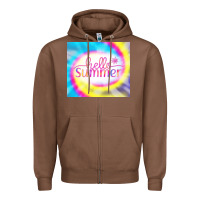 Chestnut Hello Summer Tie Dye Tumbler Zipper Hoodie - CowCowDesign