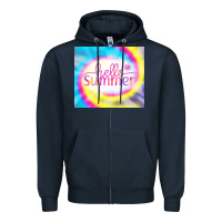 Hello Summer Tie Dye Tumbler Zipper Hoodie | Teevron