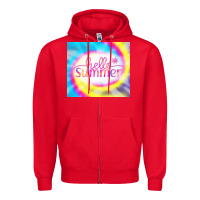Red Hello Summer Tie Dye Tumbler Zipper Hoodie - CowCowDesign