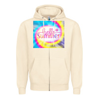 Sandshell Hello Summer Tie Dye Tumbler Zipper Hoodie - CowCowDesign