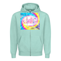 Seafoam Hello Summer Tie Dye Tumbler Zipper Hoodie - CowCowDesign