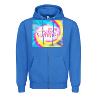 True Royal Hello Summer Tie Dye Tumbler Zipper Hoodie - CowCowDesign