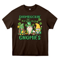 Chocolate Brown shamrock with my gnomies Heavy Core Tee - MaliasSmallBusiness