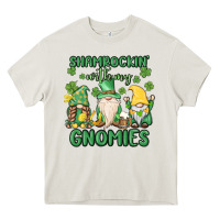 Cream shamrock with my gnomies Heavy Core Tee - MaliasSmallBusiness