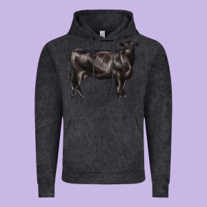 Black Angus Cow Vintage Hoodie Designed By Lillyallendesigns