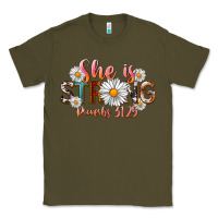 Army Green Western She Is Strong Classic Tee - LillyAllenDesigns