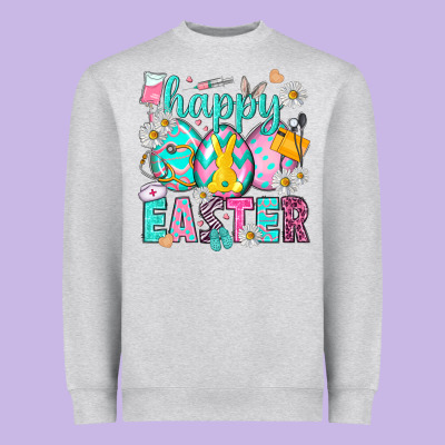 Happy Easter Egg Nurse Heavyweight Sweatshirt Designed By Howdyjamesfarm