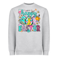 Heather Grey Happy Easter Egg Nurse Heavyweight Sweatshirt - HowdyJamesFarm