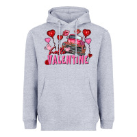 Heather Grey hello valentine valentine's day truck Heavyweight Hoodie - FaDigitalArtStudio