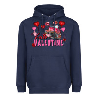 Navy hello valentine valentine's day truck Heavyweight Hoodie - FaDigitalArtStudio