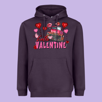 Hello Valentine Valentine's Day Truck Heavyweight Hoodie Designed By Fadigitalartstudio