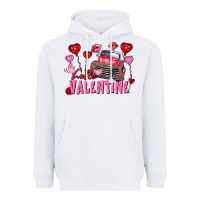 White hello valentine valentine's day truck Heavyweight Hoodie - FaDigitalArtStudio