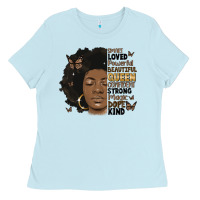 Baby Blue afro woman smart loved powerful Ladies Tee - MaliasSmallBusiness