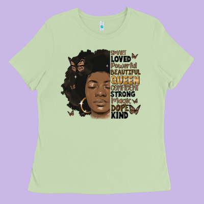 Afro Woman Smart Loved Powerful Ladies Tee Designed By Maliassmallbusiness
