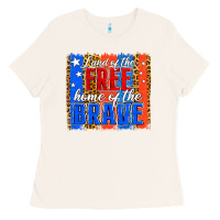 Bone land of the free th of july brushstroke Ladies Tee - Jasminsmagicworld