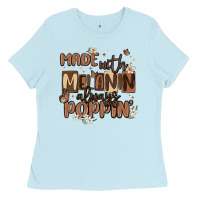 Baby Blue made with melanin always poppin Ladies Tee - MaliasSmallBusiness