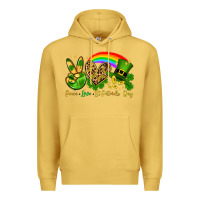 Antique Gold Peace love St. Patrick's Day Premium Hoodie - OliviaCreatesArt