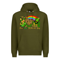 Army Green Peace love St. Patrick's Day Premium Hoodie - OliviaCreatesArt