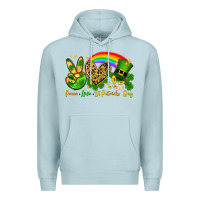 Blue Mist Peace love St. Patrick's Day Premium Hoodie - OliviaCreatesArt