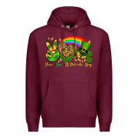 Burgundy Peace love St. Patrick's Day Premium Hoodie - OliviaCreatesArt