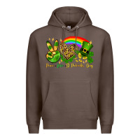 Coffee Peace love St. Patrick's Day Premium Hoodie - OliviaCreatesArt