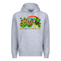 Heather Grey Peace love St. Patrick's Day Premium Hoodie - OliviaCreatesArt