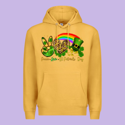 Peace Love St. Patrick's Day Premium Hoodie Designed By Oliviacreatesart