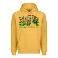 Mustard Peace love St. Patrick's Day Premium Hoodie - OliviaCreatesArt