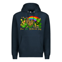 Navy Peace love St. Patrick's Day Premium Hoodie - OliviaCreatesArt